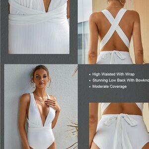 Chic White Cross-Back One Piece Swimsuit